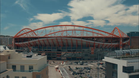 Timelapse-of-clouds-and-traffic-near-Benfica-Stadium-in-Lisbon-Portugal